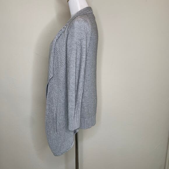Kenneth Cole Gray Open Front Waterfall Cardigan Sz Medium - Picture 3 of 8